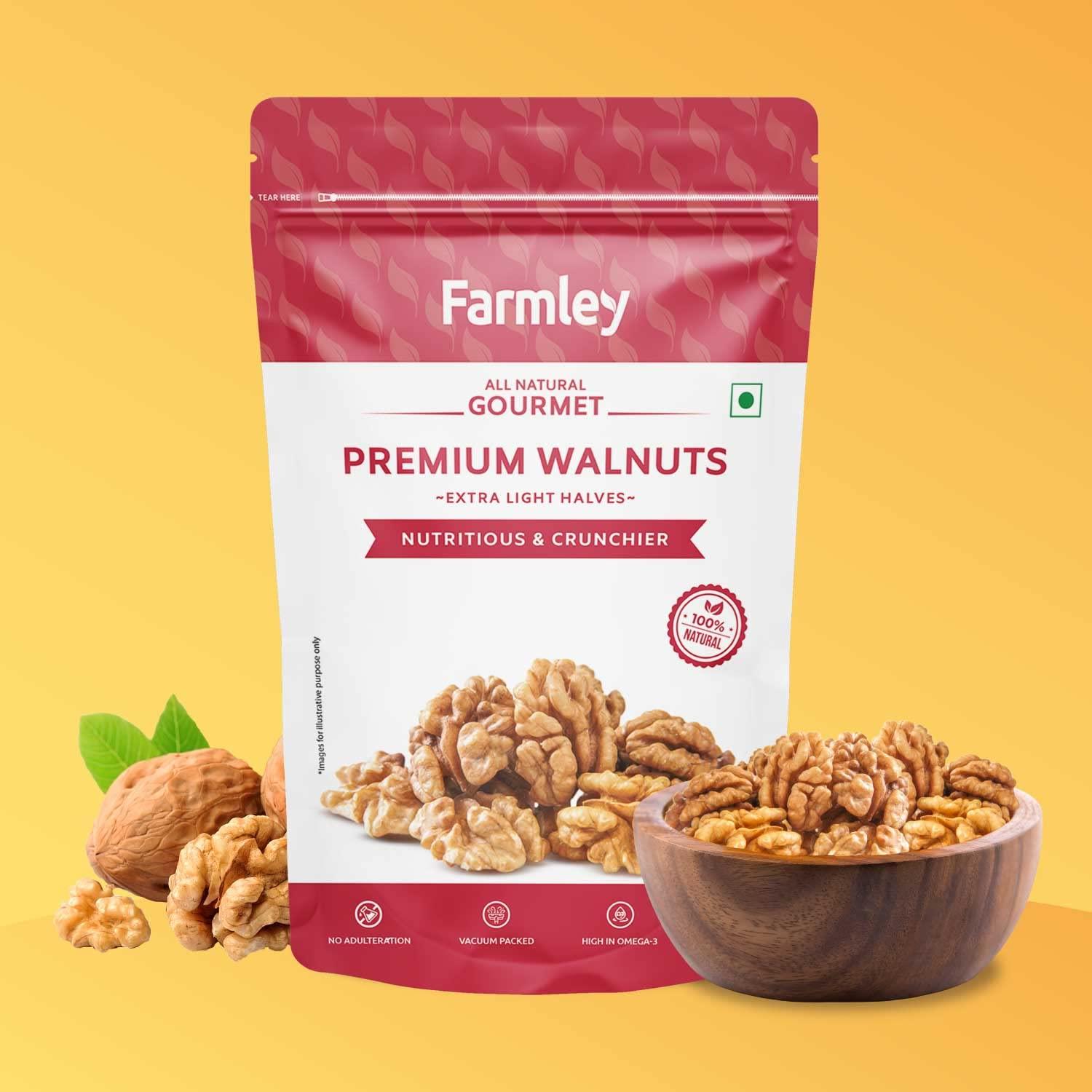 Farmley Farmley Premium Chile Walnut Kernel | 4 x 200 g | Walnuts Without Shell, Akhrot, Dry Fruits, Natural Akhrot Giri, Rich in Proteins & Antioxidants (Pack Of 4)