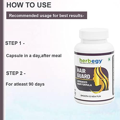 Herbegy Hair Guard Capsules | Herbegy Supplement for Hair Growth | Hair Fall Control | Strong Hairs & Healthy Skin (60 Capsules)