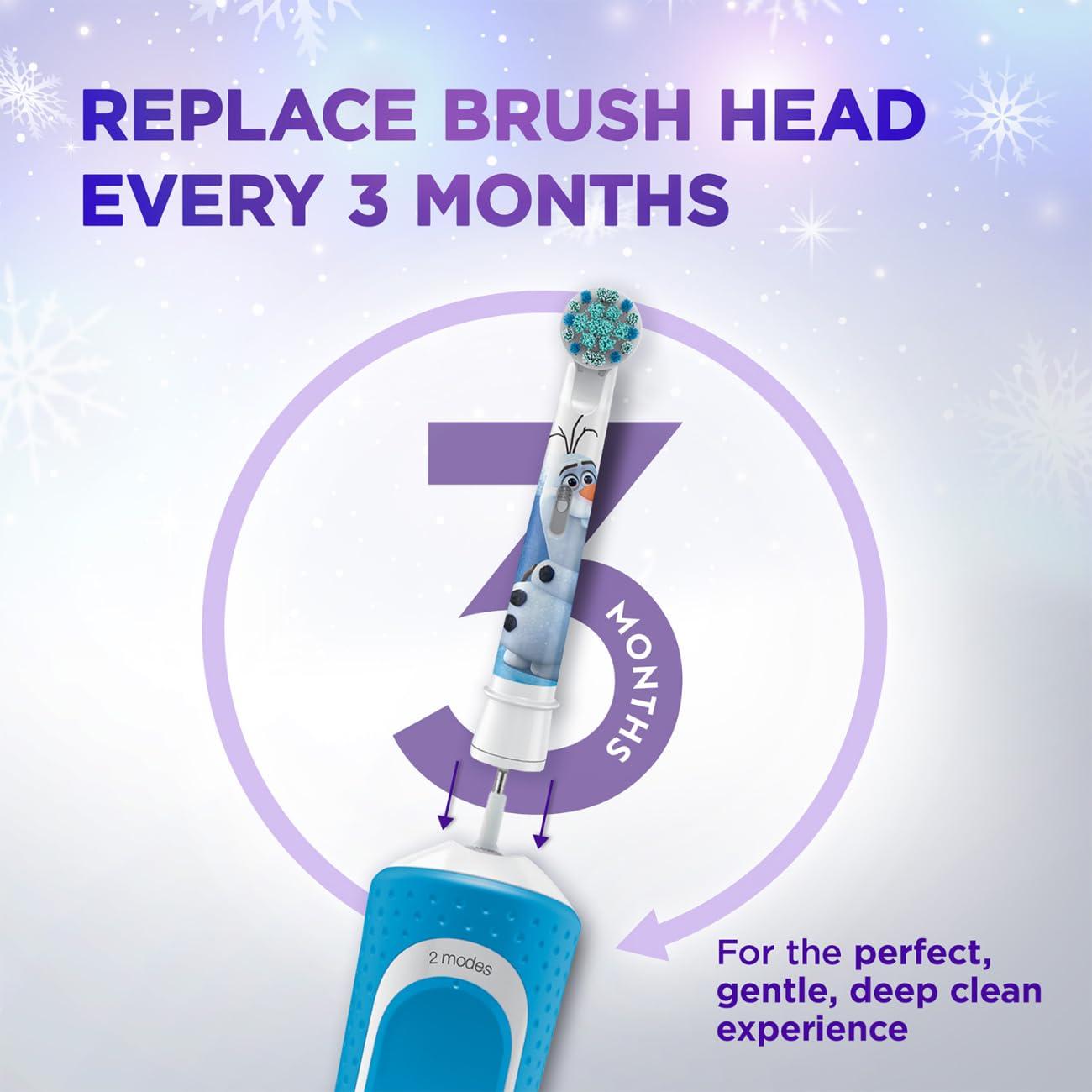 Oral B Oral B Kids Frozen Rechargeable Rotating Electric Toothbrush, 2 Brushing Modes (Daily & Sensitive), 2 Min Timer with Quadpacer, 2 Year Warranty, IPX7 Water Resistant, Round Brush Head