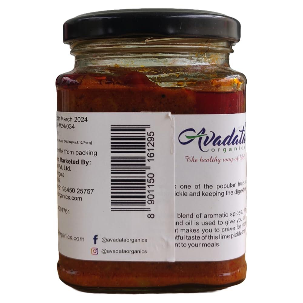 AVADATA ORGANICS - The healthy way of life Avadata Organics Avaleha Lime Pickle -250 gm Authentic Kerala Style Achar |Traditional South Indian Taste | Homemade Nimbu Achar | Tangy and Spicy | No Preservatives and colors