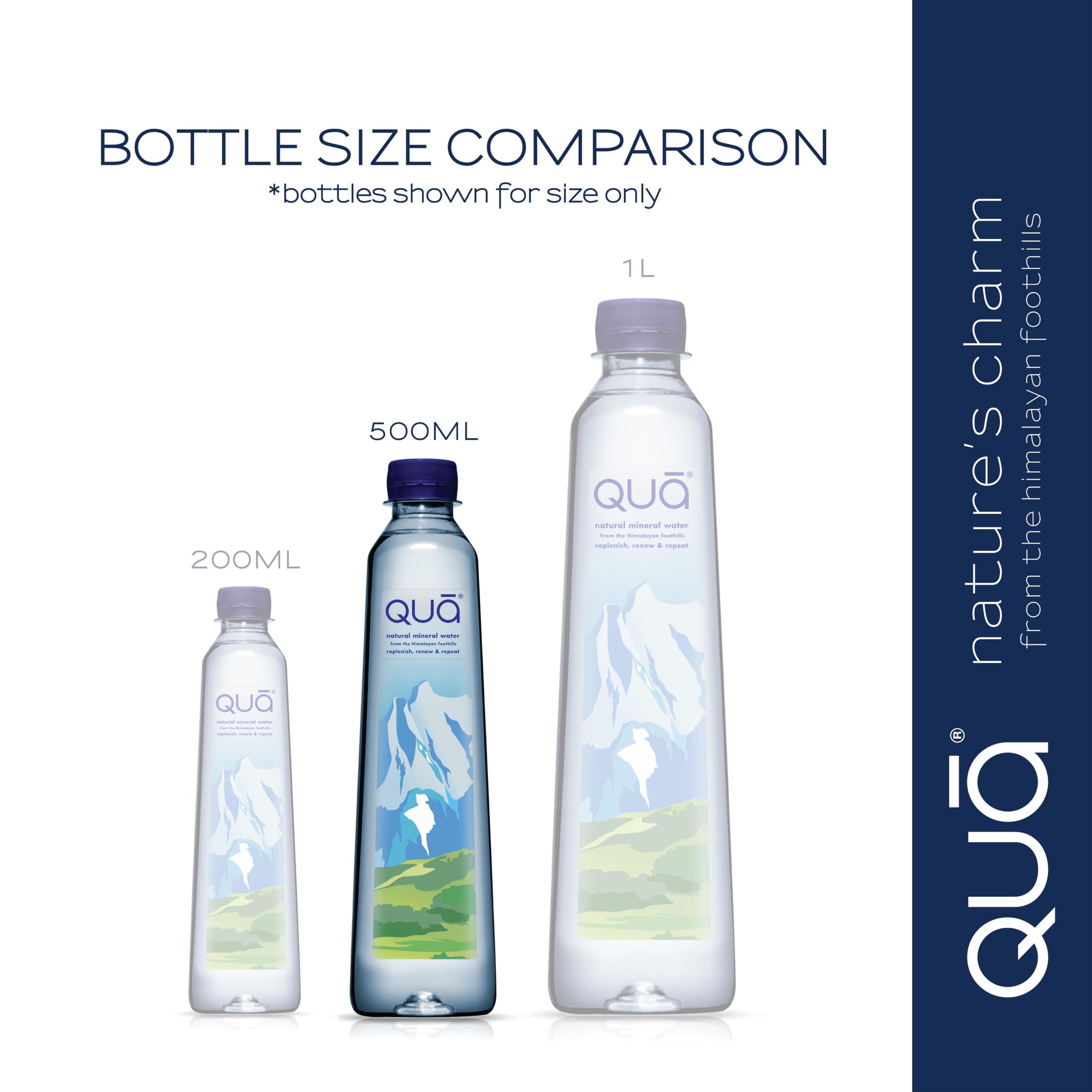 QUA Qua Natural Mineral Water 500ml | 500ml x 24 | From the Himalayan Foothills | Rich in Calcium, Magnesium and Other Minerals | Naturally Alkaline | Indias Finest Water | Bottled At Source