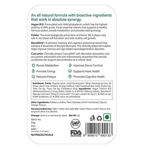 Wellbeing Nutrition Wellbeing Nutrition Melts Vegan Vitamin B12 with Vitamin D3 + K2 (MK-7) - 60 Oral Thin Strips