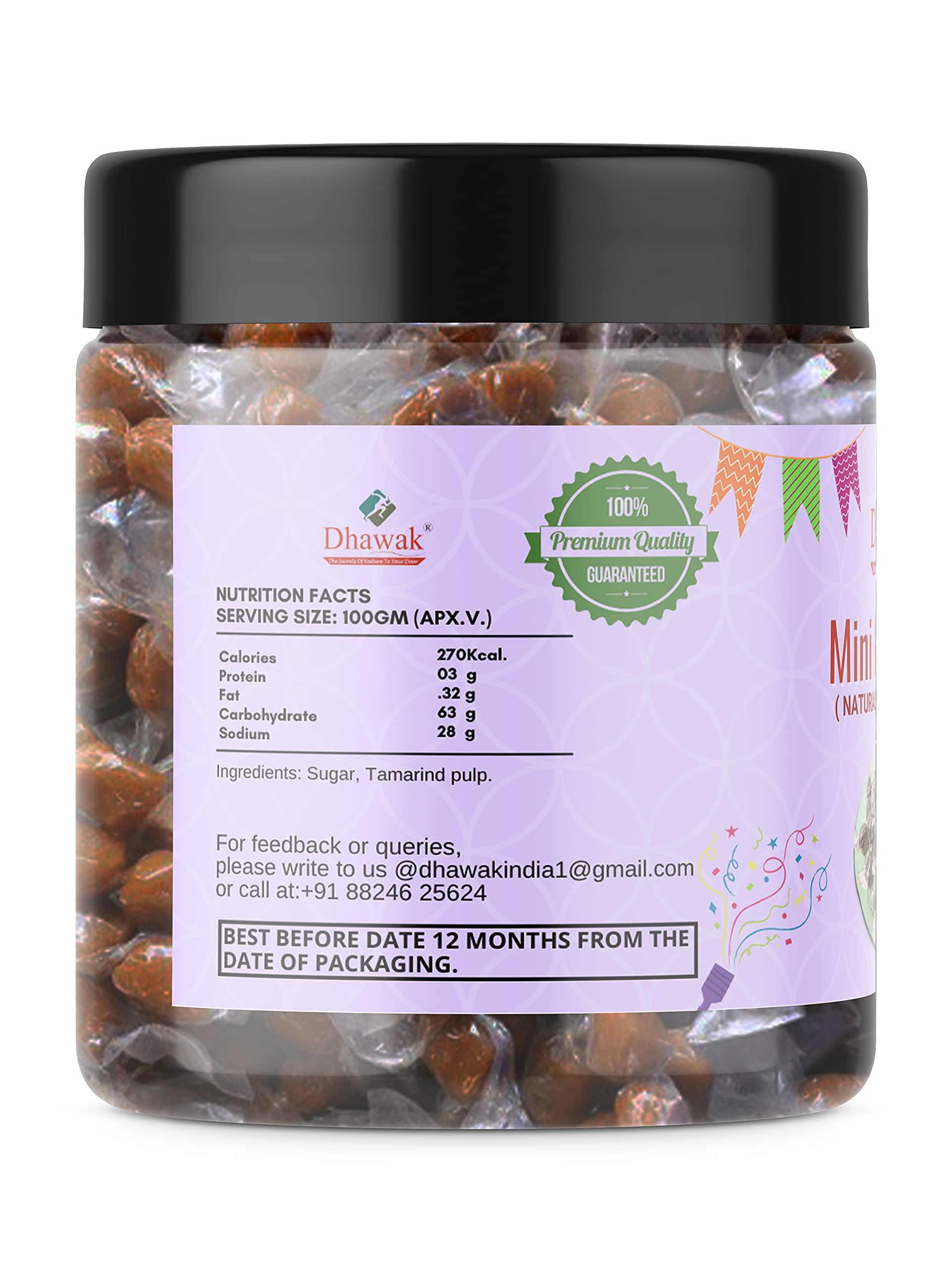 DHAWAK Dhawak Imli Candy, Khatti, Methi Imli, Tamarind Twist Candy 250 gms, Tamarind Candy [Jar Pack]