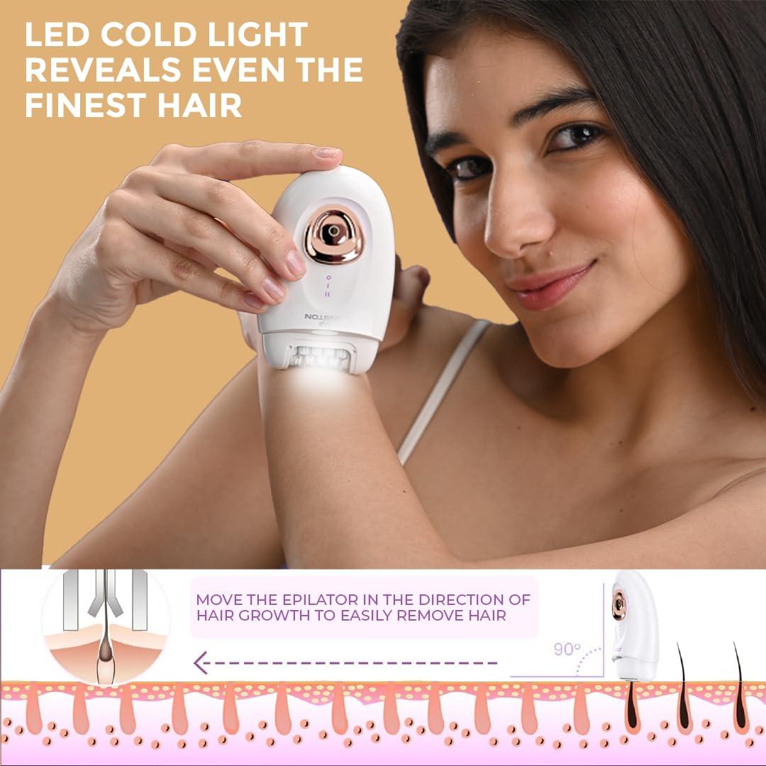 WINSTON Winston Rechargeable Body Epilator and Shaver for Women Facial Hair Remover Machine | Mini Portable Electric Body Shaver | Bikini Trimmer - 90 min Runtime