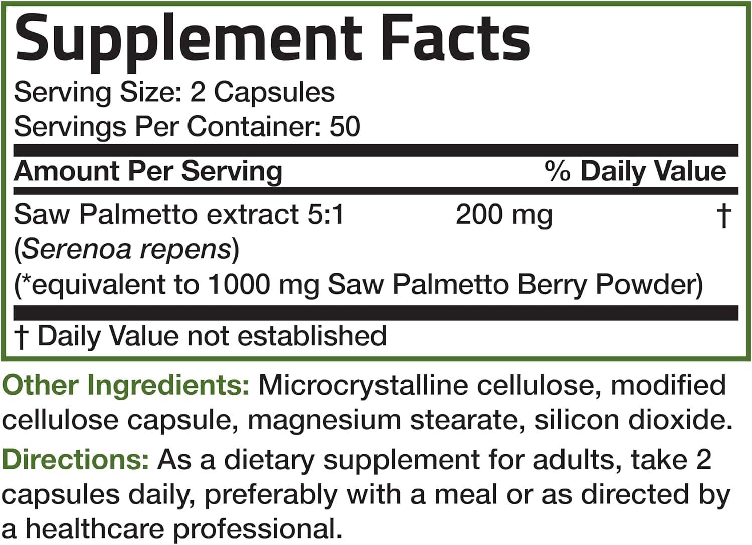 ATHINIKA NUTRITION Saw Palmetto 1000 MG per Serving Extra Strength Supports Healthy Prostate Function & Urinary Health Support - Non GMO, 100 Vegetarian Capsules