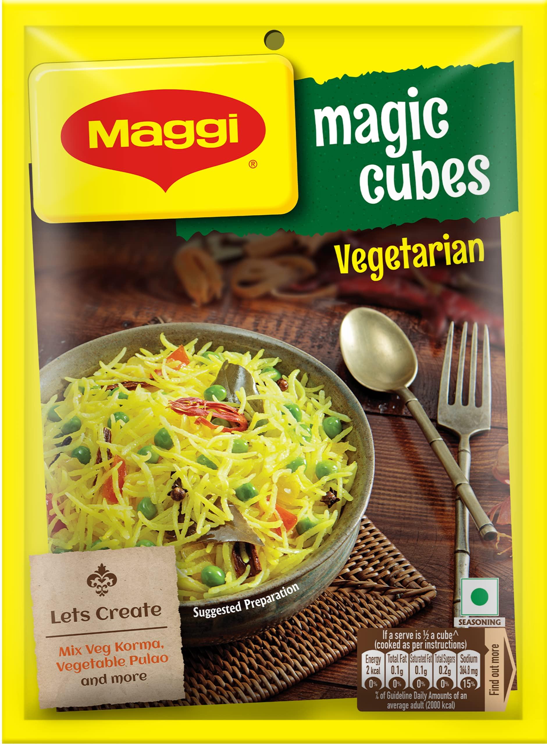 MAGGI MAGGI Magic Cubes Vegetarian, 240g Pack (60 Cubes) | Ready Masala for Rice dishes, Vegetables, Soups & Curries