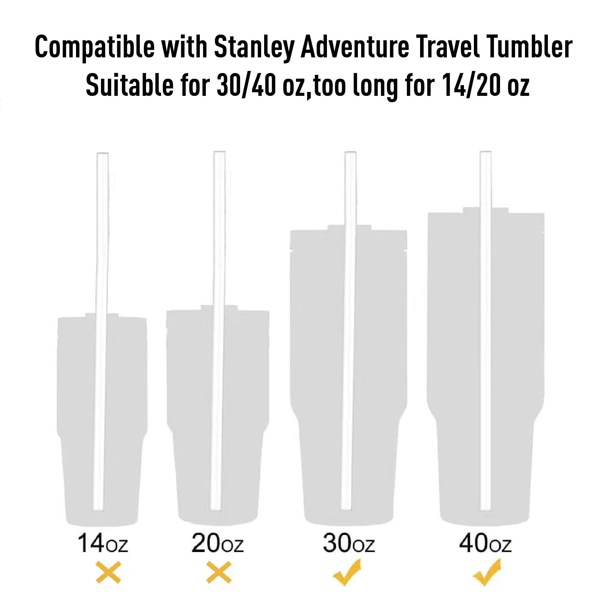 Veskaoty Replacement Glass Straws for 40 oz Stanley Tumbler with Handle, 8 Pack Extra Long Resuable Clear Straws with 2 Cleaning Brushes for Stanley Adventure Quencher Travel Cup Water Bottle Accessories