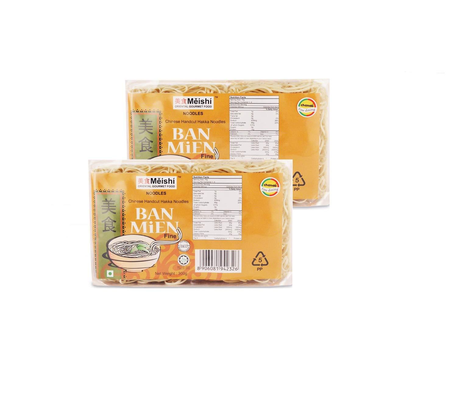 Meishi Meishi Ban Mien Handcut Hakka Fine-Size Noodles, 300g | Pack Of 2 | Refined Wheat Flour Noodles | Air-Dried Hakka Noodles