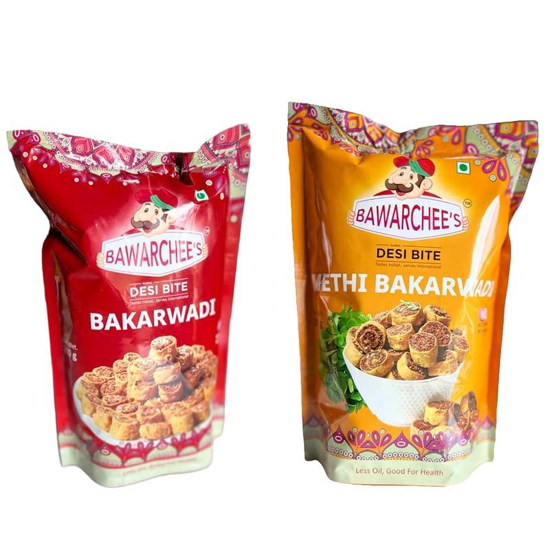 Bawarchee's Bawarchee's Famous Bakarwadi, Mix Flavour, Authentic Taste, Plain and Methi Flavour (Pack of 2 - 400 gms)_101