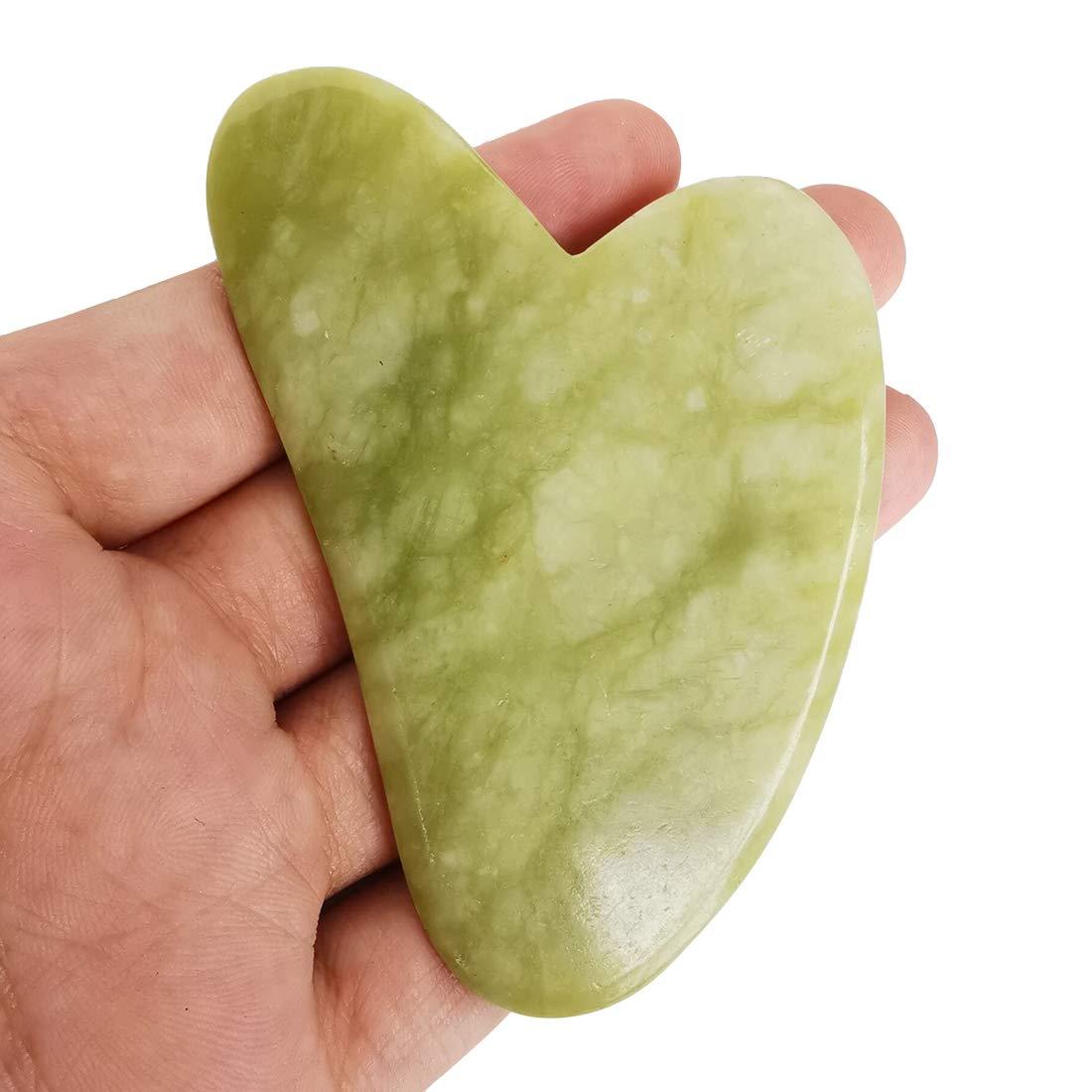 Loveliome Loveliome Scraping Facial Massage Tools, Crystal Jade Guasha Stone Board for SPA Acupuncture Therapy Trigger Point Treatment(Green Jade)