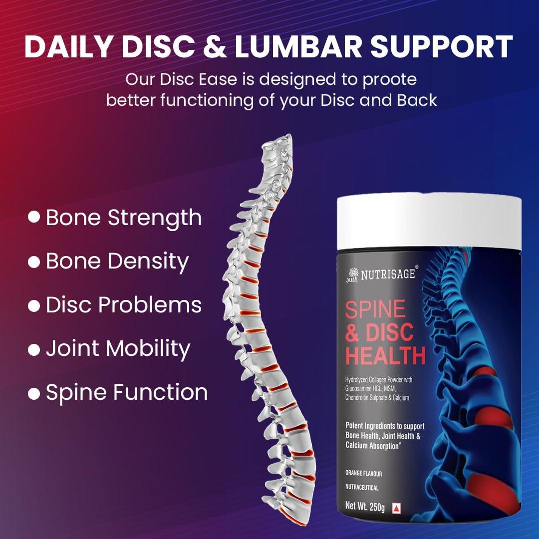 Nutrisage Nutrisage Spine & Disc Health Powder I 20-in-1 powerful ingredients I Back Pain and Neck Pain Support for Disc Bulge, Herniated, Slip Disc and Degenerative Discs,250 gm