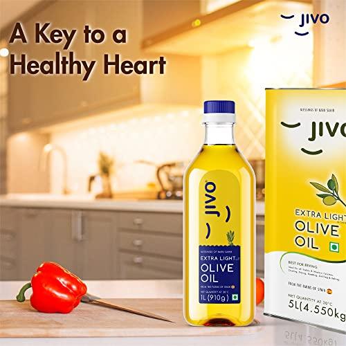 JIVO Jivo Extra Light Daily Cooking Olive Oil 5 LTR (Tin) + 1 LTR (Pet Bottle) | | Recommendable for Roasting, Frying, Baking All type of Cuisines| Low Saturated Fat, Low Saturated Fat (Pack of 2)