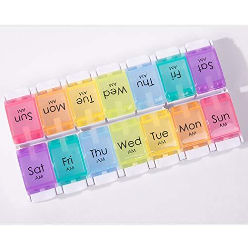 Anjetan Anjetan Double Weekly Pill Organizer Detachable Week Pill Box Vitamin Container for Pill Vitamin Container 7 Day Pill Containers