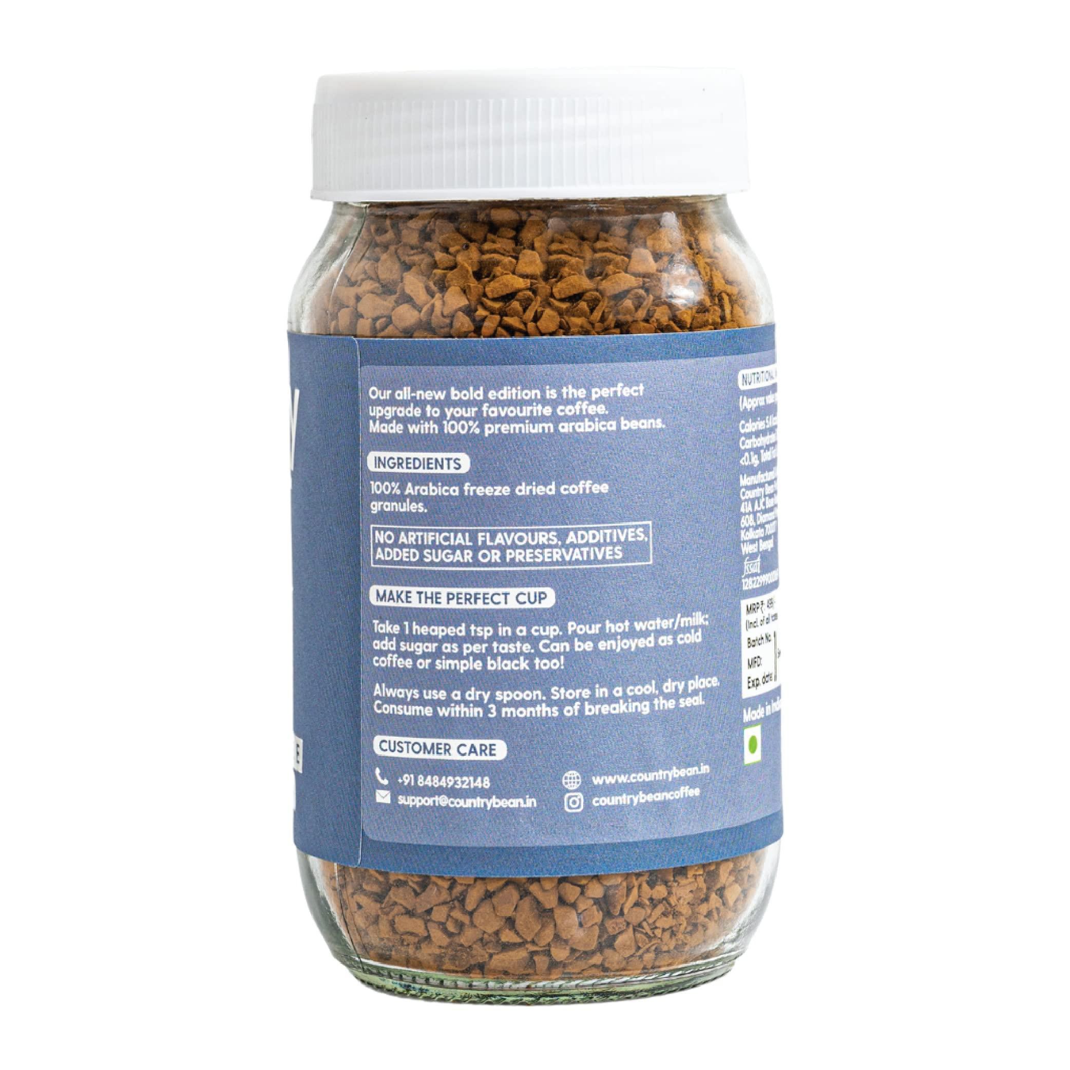 Country Bean Country Bean Original (Non-Flavoured) Instant Coffee Powder 100 Gram | Arabica, Freeze-Dried Coffee | No Added Sugar | Makes 50 Cups - Jar