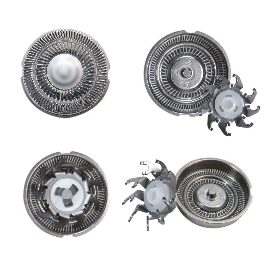 BLUE ELF 4Pcs Shaver Head Blades Replacement for Skull Shaver Pitbull Silver PRO for Men,Wet/Dry 4 Razor Hair Trimmer