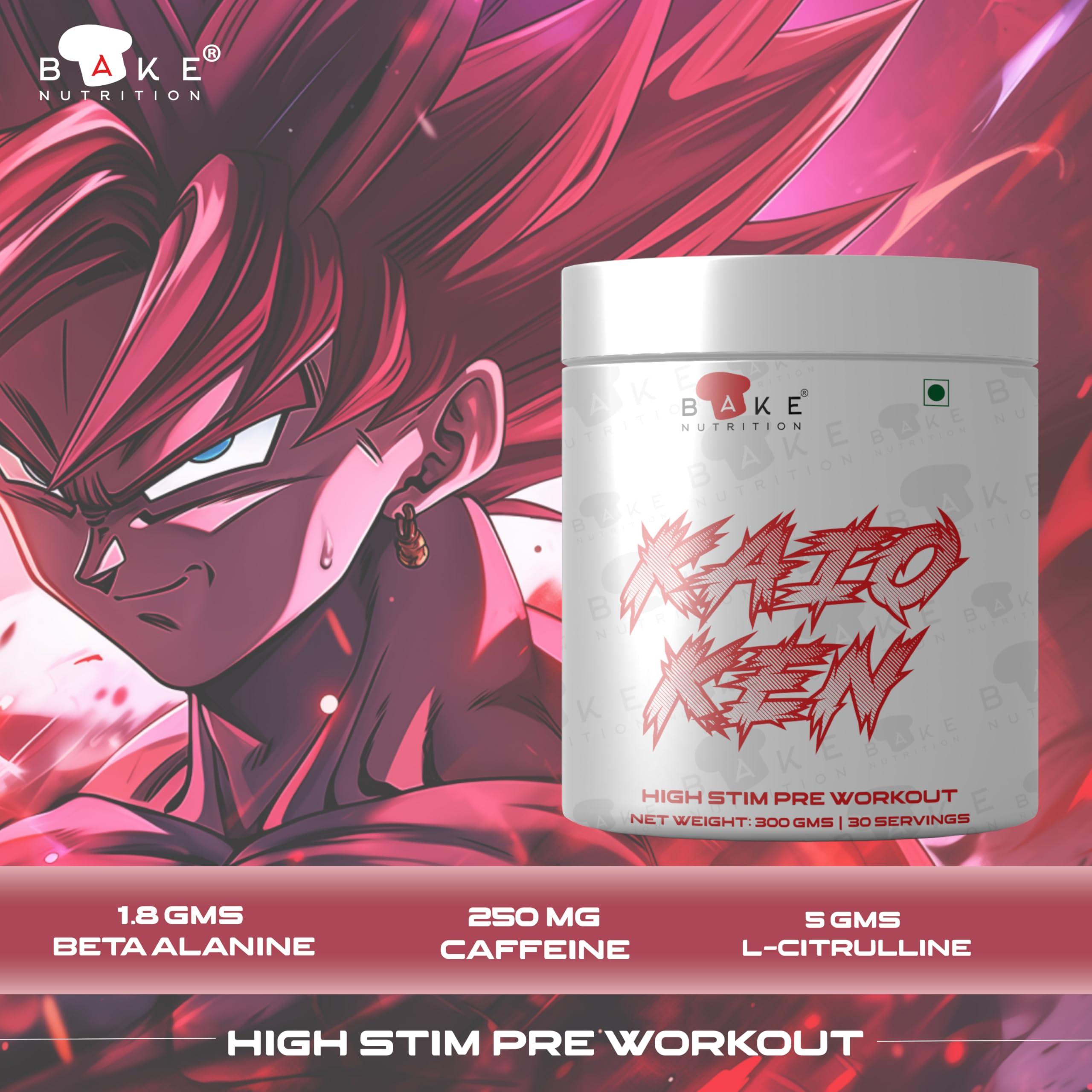 Bake Nutrition BAKE NUTRITION Kaioken Pre-Workout Supplement Powder for Men and Women | Pre-Workout Supplement Powder | With Nootropics, for Focus & Strength | Pre-Workout | ICY COLA Flavour (30 Servings)