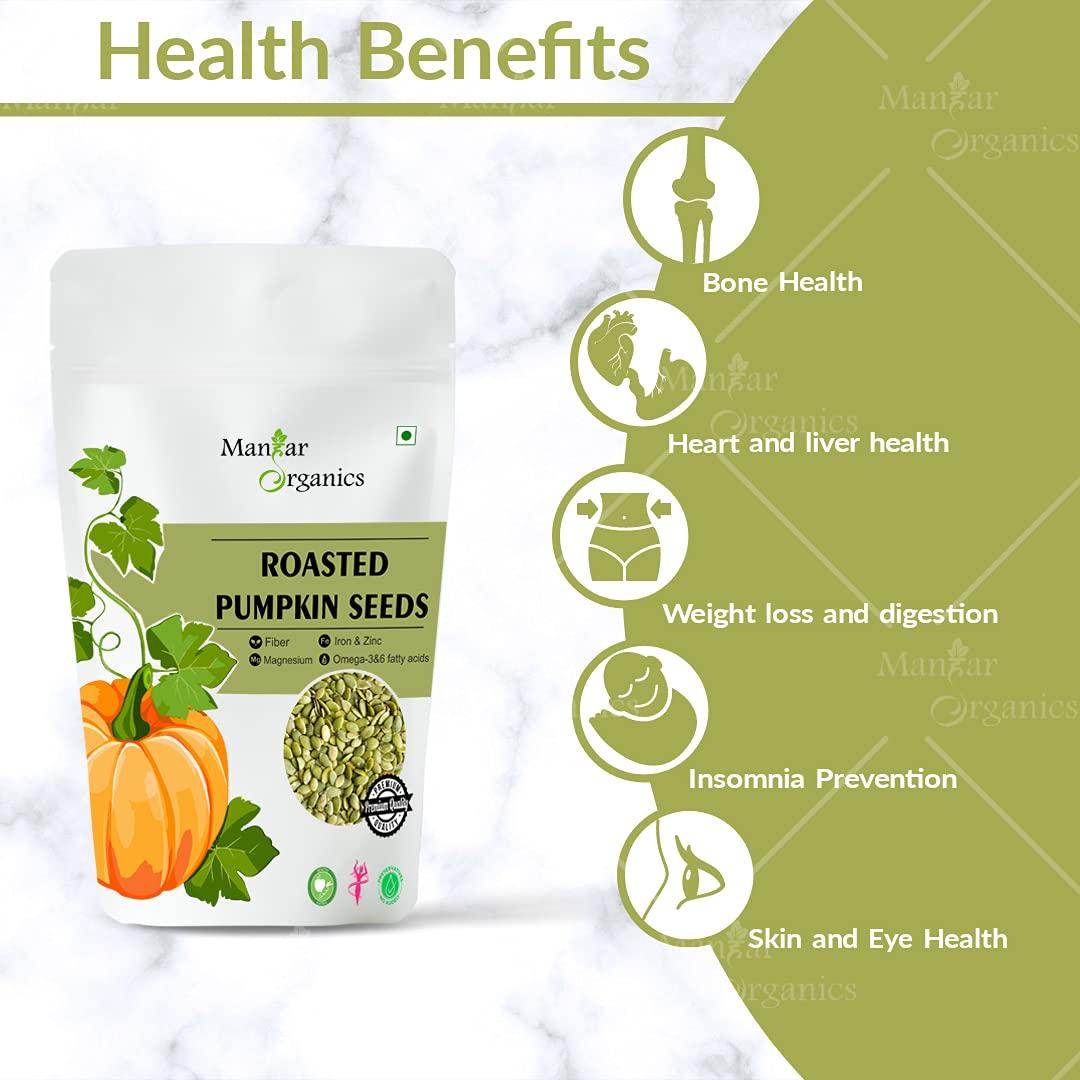 ManHar Organics ManHar Organics Roasted Pumpkin Seeds 2kg for eating - AAA Grade |Protein and Fiber Rich Superfood| (Pack of 2, 1kg each) (2000gm)