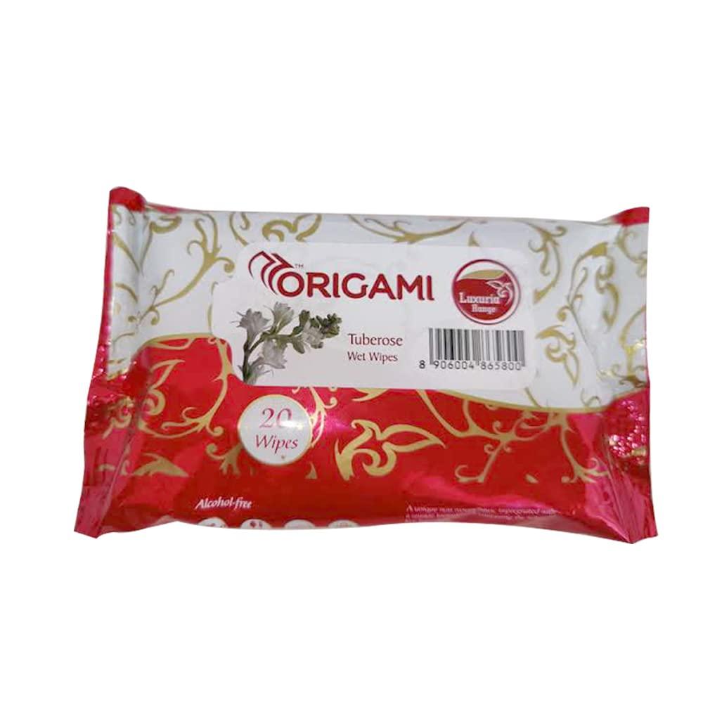 Origami Origami Luxuria Wet Wipes/Wet Tissue/Wet Facial Tissue - 15 x 20 cm - 20 Pulls Per Pack - Pack of 4-80 Wipes - Assorted Fragrances