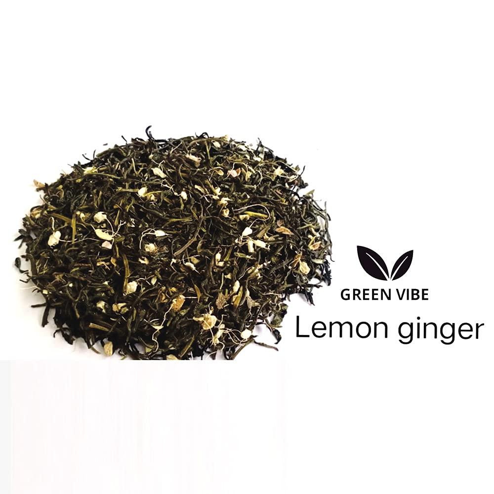 Green Vibe Green Vibe® lemon ginger premium natural dip green tea- lemon peel and ginger antioxidant stress relieving & refreshing immunity boosting - 30 pyramid tea bags [30 cups
