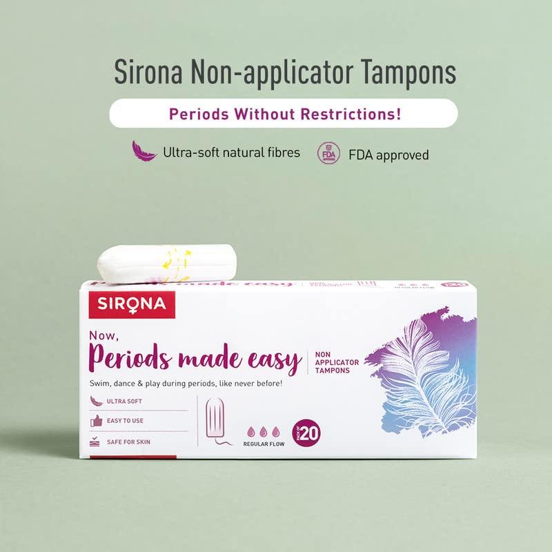 Sirona Sirona Period Made Easy Tampons - 20 Piece (Pack of 3) | For Medium & Regular Flow | Biodegradable Tampons | FDA Approved