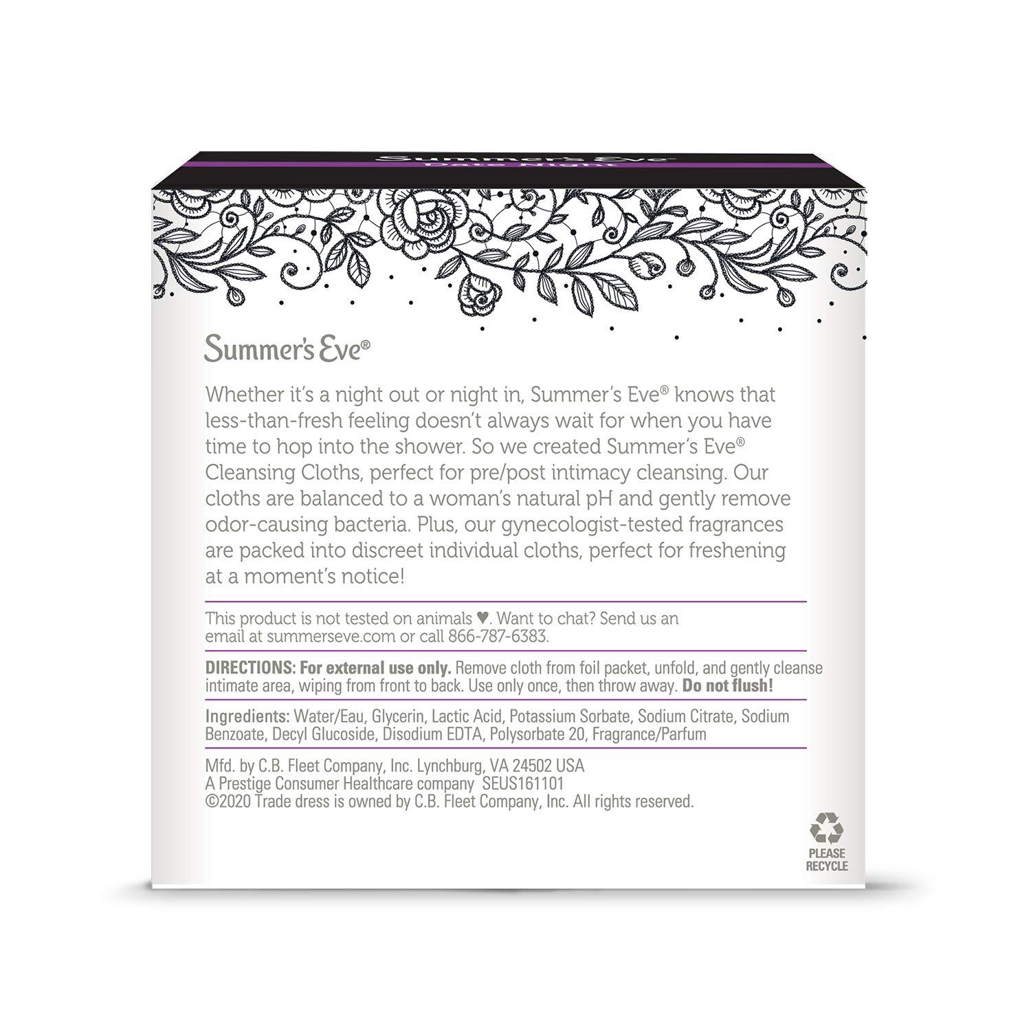 Summer's Eve Summer’s Eve Feminine Wipes, Date Night, 16 Cloths