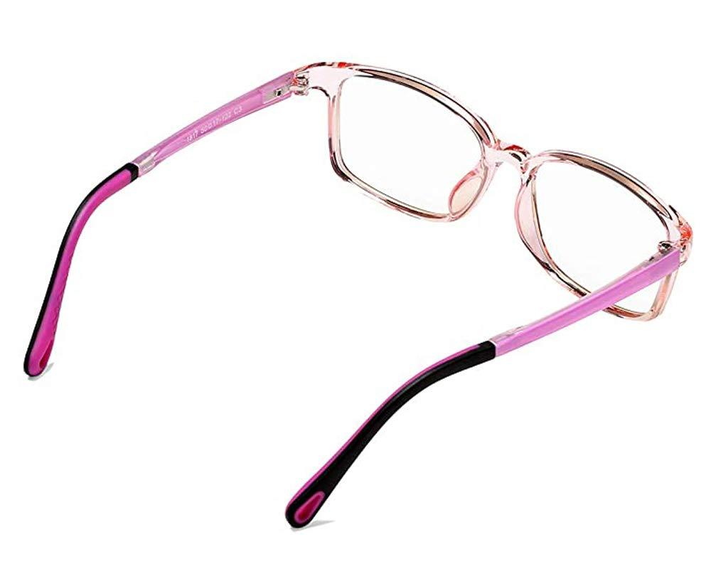 FOURCHEN FOURCHEN Anti Blue Light Glasses for Kids Computer Glasses,UV Protection Eyeglasses for Kids Blue Light Blocking Glasses, Video Gaming Glasses for Children (Clear Pink)