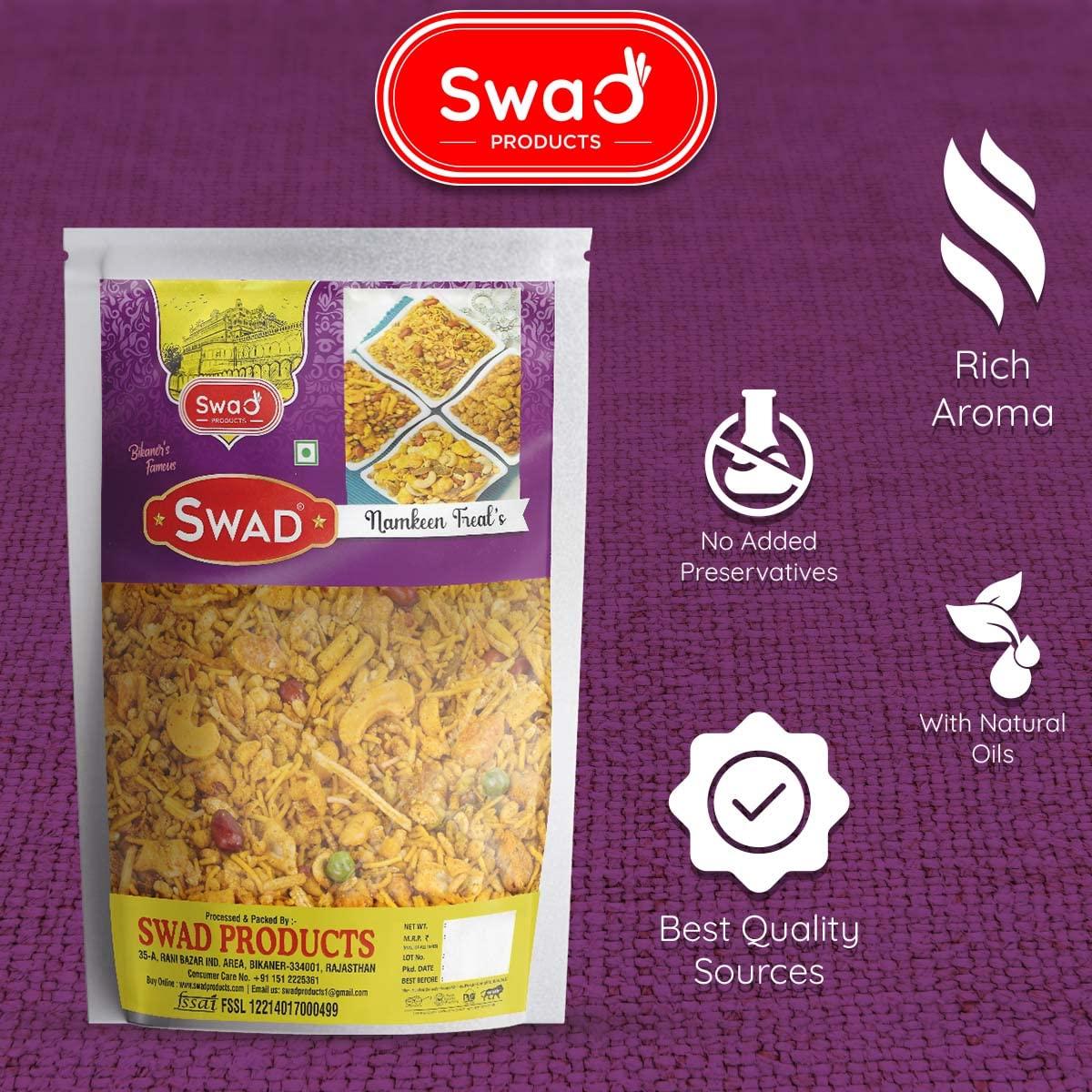 SWAD PRODUCTS Swad Products | Namkeen Treat\'s | 2Kg (Pack of 500 Gms x 5) | Traditional Namkeen | Crispy Namkeen Treat | Natural Ingredients (Namkeen Treat\'s 2Kg (400Gm x 5))