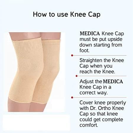 SMIC SMIC Stretchable Compression Knee Cap (MEDIUM) Skin Colour | For Knee Support | Knee Sleeve Brace for Running | Tennis | Football | Joint Pain Relief | Arthritis and Injury- (1 Pair) for Men & Women