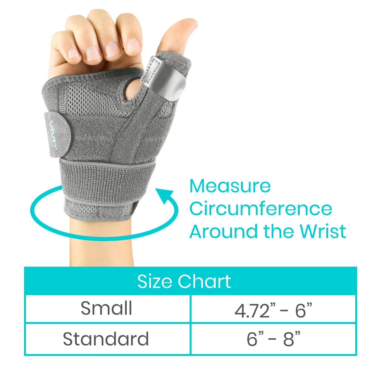 VIVE Vive Arthritis Thumb Splint - Spica Support Brace for Right and Left Hand - CMC Osteoarthritis Restriction for Pain, Sprains, Strains, Carpal Tunnel & Trigger Finger - Immobilizer Wrist Strap