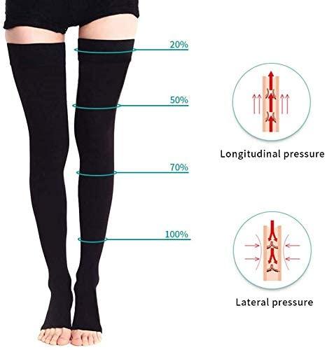 QUADA QUADA Medical Compression Stockings for Vericose Veins Edema Degraded Pressure, 20-30mmHg Opaque Graduated Compression Stockings Support Hose for Women (Black) (Beige, M)