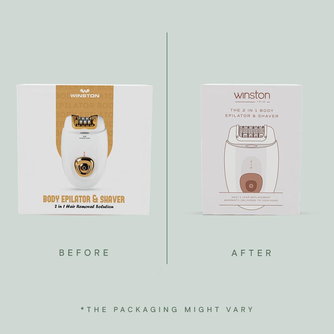WINSTON Winston Rechargeable Body Epilator and Shaver for Women Facial Hair Remover Machine | Mini Portable Electric Body Shaver | Bikini Trimmer - 90 min Runtime