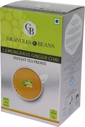 GnB GRANULES n BEANS Granules n Beans Lemongrass Ginger Chai Instant Tea Premix - (10 Sachet x 14g = 140g) (Pack of 2)
