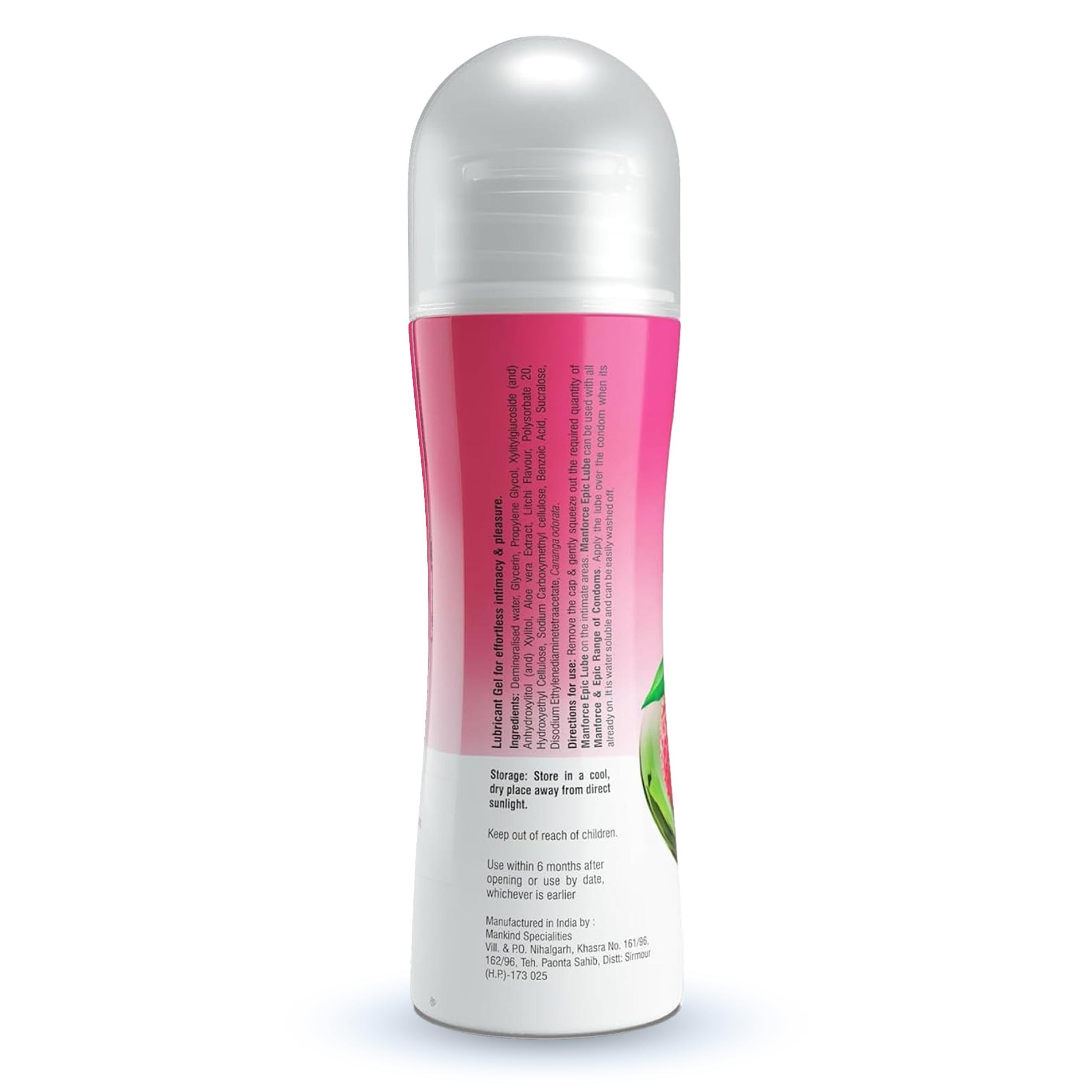 Manforce Manforce Epic Lube (Lubrication Gel for Men & Women) |Aloe-Vera & Litchi Flavoured |Water-Based Gel |Skin-Friendly |Safe to Use with Condoms |60ml