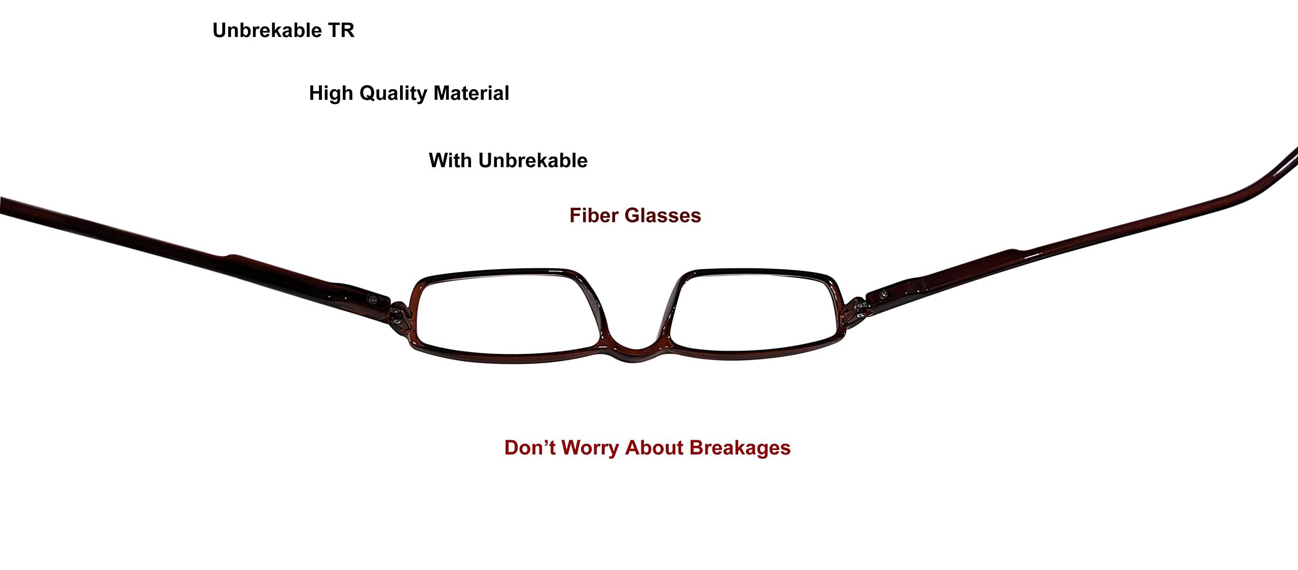 N Specs N Specs near reading glasses for men & women rectangle red colored tr half frame with unbreakble fiber glasses (+1.00)