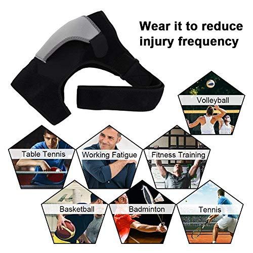 TIMA TIMA Shoulder Support Double Lock Neoprene Adjustable Stretch Strap Brace Support Medical Posture Compression Shoulder Pad, Black & Grey, Universal, 1 Unit