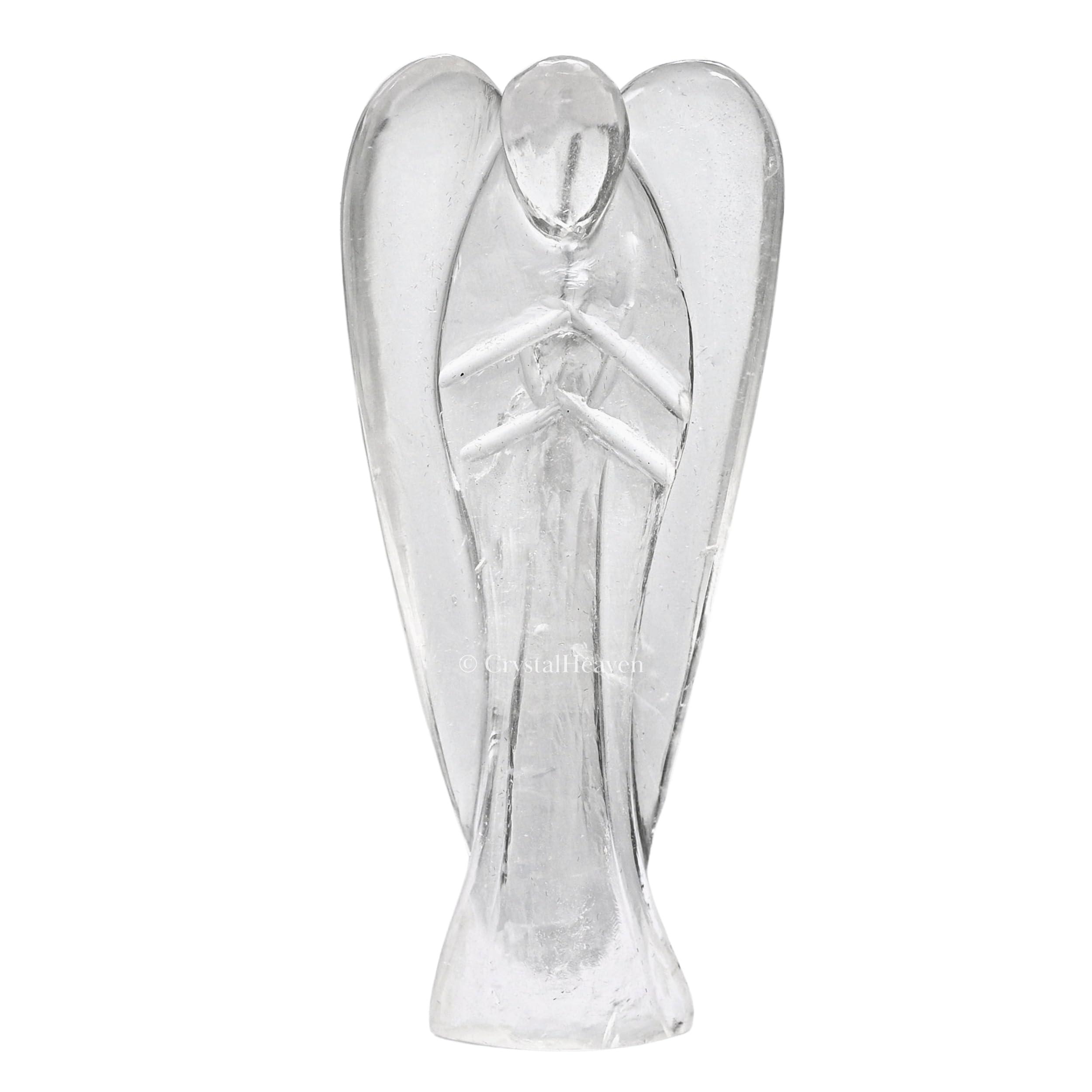 Crystal Heaven Certified Clear Quartz Crystal Angel Pocket Figurines Idol - AAA Grade Original Healing Gemstone for Yoga Reiki Meditation Feng Shui (3 Inches)