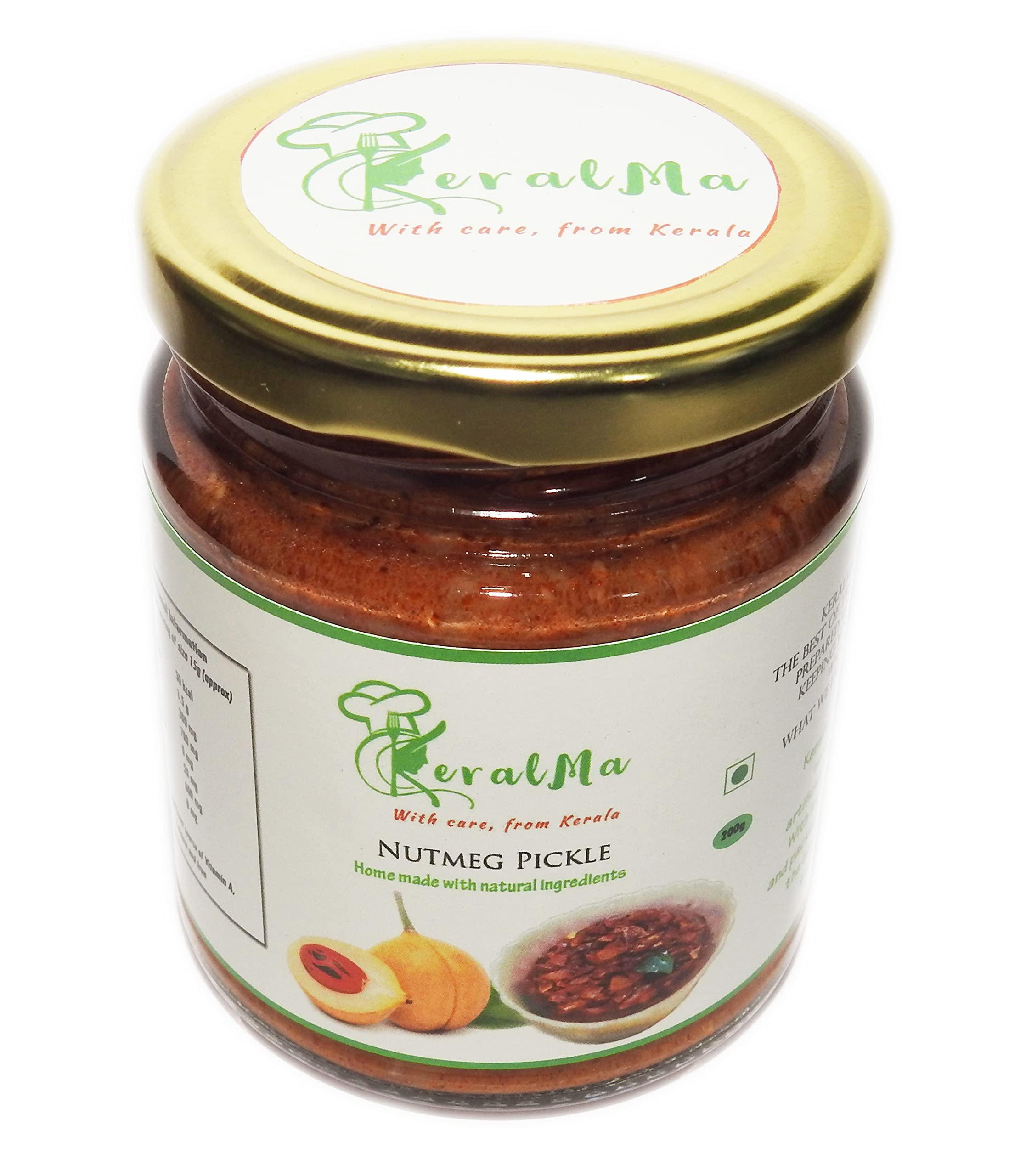 KeralMa KeralMa Homemade Nutmeg Pickle | 200g | Authentic Kerala Pickle | Spicy South Indian Pickle | Jaiphal Achaar | Jathikai Achaar | Tasty pickle | Natural, no artificial flavours | No preservatives