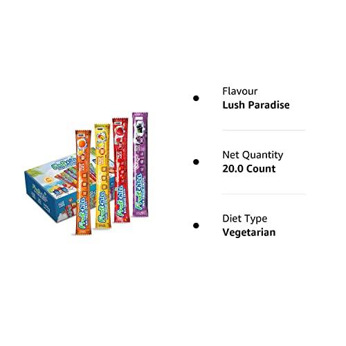 Fruitchill Fruitchill Freezer Juice bars | Lush Paradise variant | Orange | Grape | Mango | Strawberry | Box of 20 | Healthy and Fun | less than 60 calories | count 20 per box | pack of 1