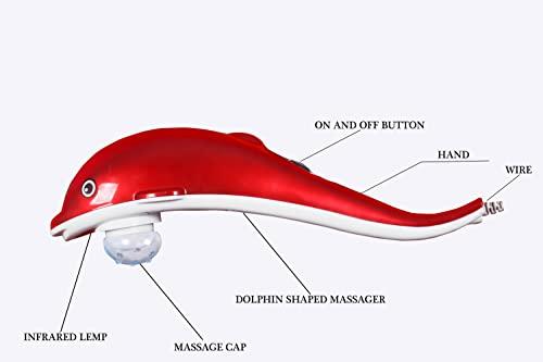 Concepta Concepta Corded Electric Dolphin Handheld Massager with Vibration, Magnetic, Far Infrared Therapy for Pain & Stress Relief For Men, Women (Red & White Colour)