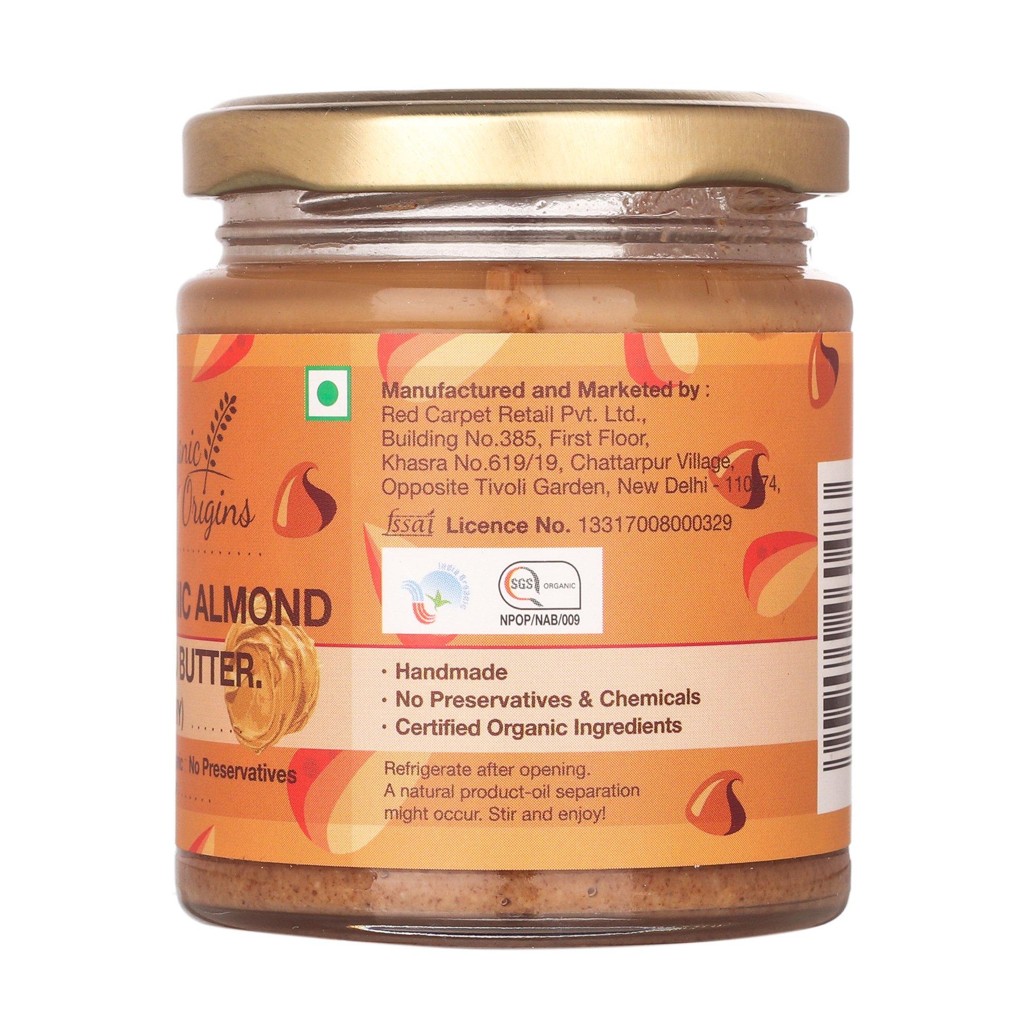 Organic Origins Organic Origins Almond Butter, 200G (Cacao Almond Butter (Crunchy))