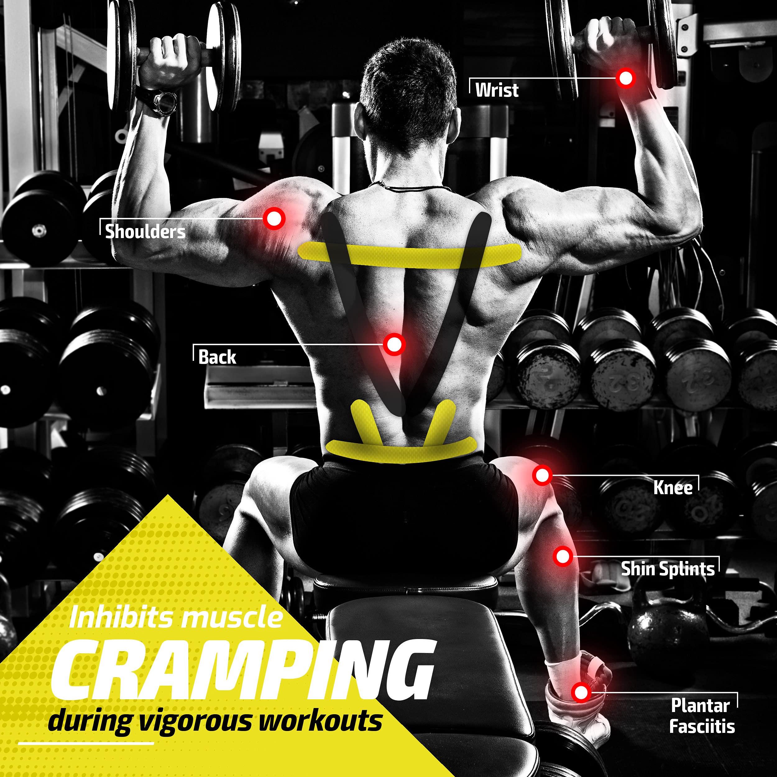 Physix Gear Sport Physix Gear Sport Kinesiology Tape - Free Illustrated E-Guide - 16ft Uncut Roll - Best Pain Relief Adhesive for Muscles, Shin Splints Knee & Shoulder - 24/7 Waterproof Therapeutic Aid (1PK YEL)