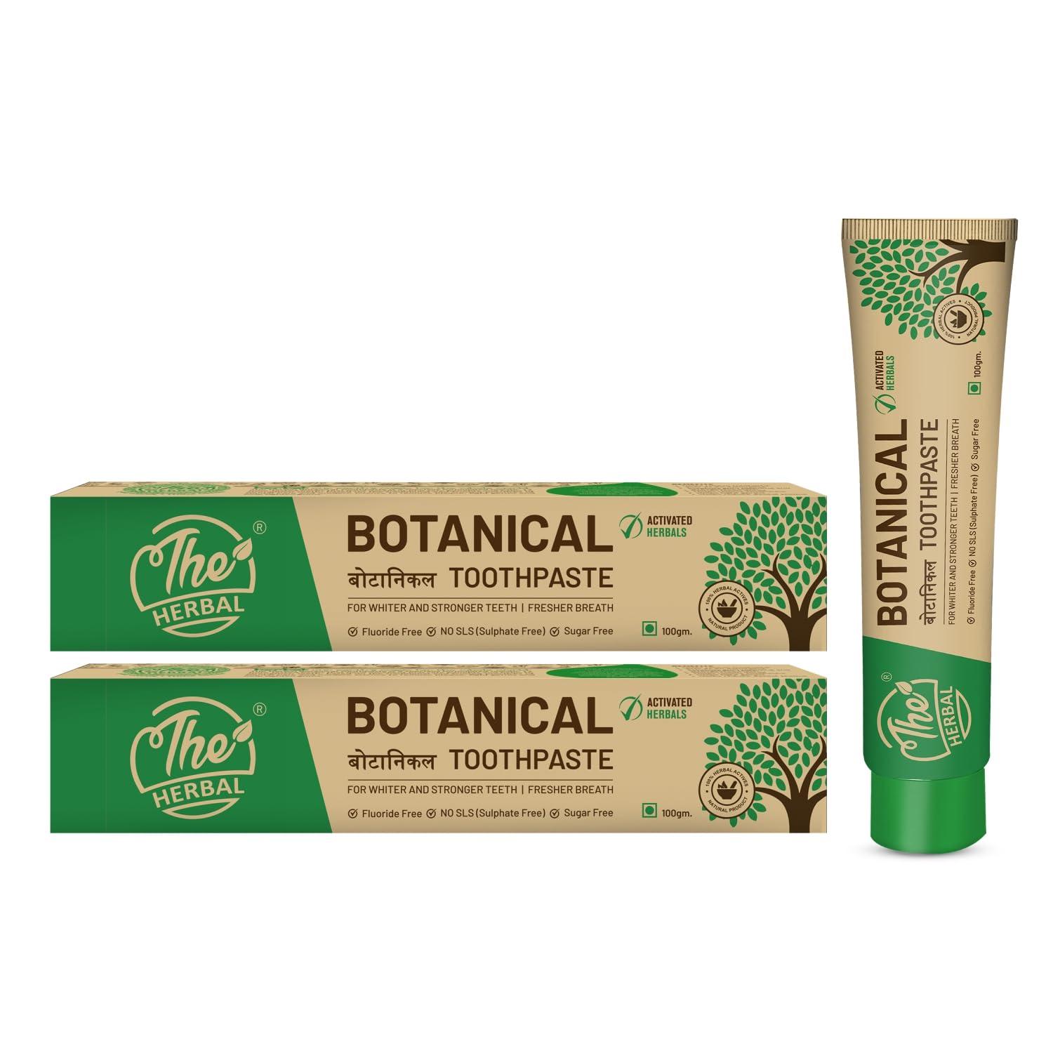 The Herbal The Herbal Botanical Oral Care & Toothpaste 100g | 100% Herbal Actives | Best Toothpaste For Whitening Teeth, Stronger Teeth and Fresh Breath | SLS & Fluoride Free Toothpaste For Adults | Pack of 2