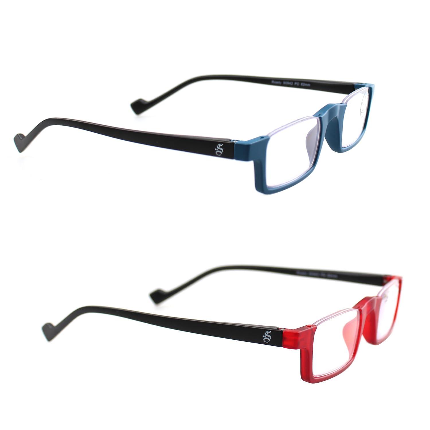 ESPERTO READERS ESPERTO READERS Roady Reading Glasses With Blue Cut Lens For Men & Women in Combo Pack +1.00 To +3.00 Power (Blue & Red Color) (+1.00)