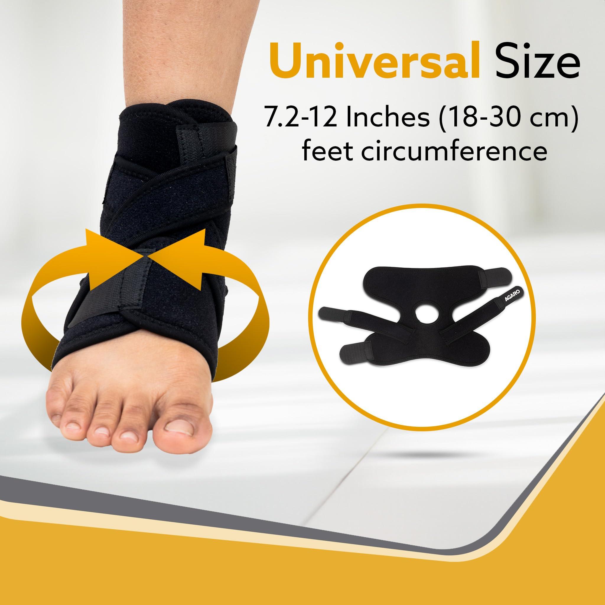 AGARO AGARO Ankle Compression Brace, Support for Injuries, Sprained Ankle & Recovery, Ankle Protection Guard, Helpful In Pain Relief, Foot Care, Swelling & Recovery, Universal size, Black