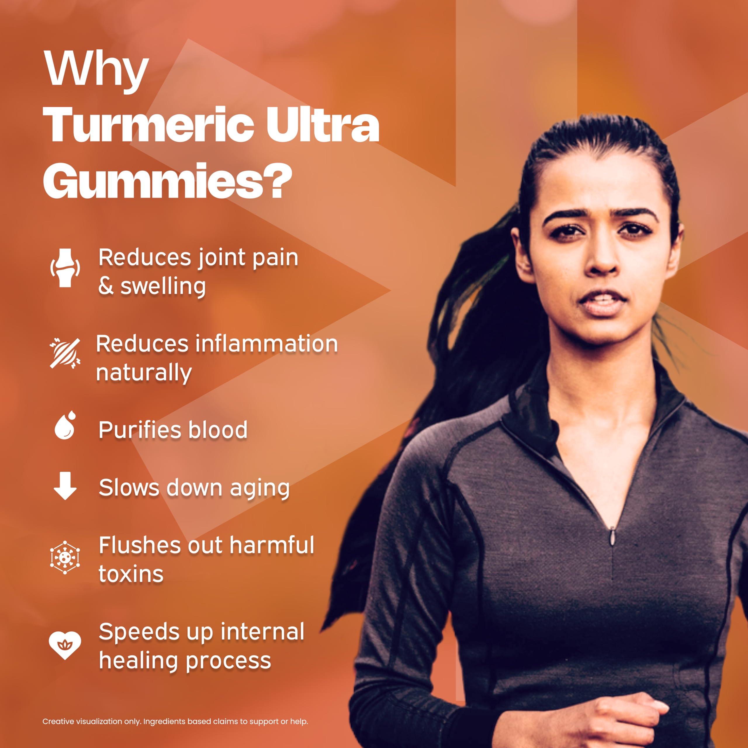 Nutriburst Nutriburst Turmeric Ultra Gummies With 95% Active Curcumin 800Mg & Black Pepper, Gut Health Management | Anti-Inflammatory & Digestion | Antioxidant & Anti-Ageing Skin | 30 Gummy