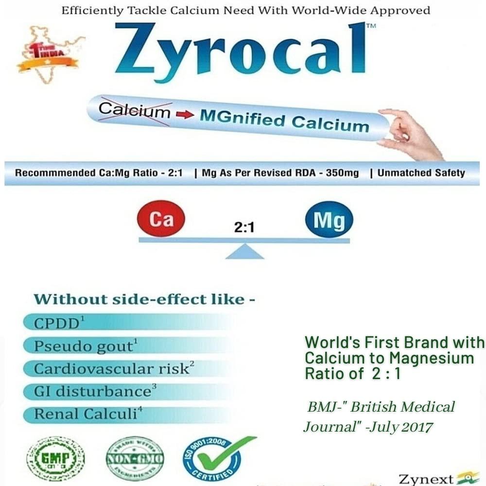 Tab Zyrocal Tab Zyrocal Plant Based Organic Algae Calcium D3 K2 Zinc Magnesium Tab | Supplement For Strong Bones | Safest Calcium | Osteoporosis Supplement, Bone Health Supplement | 30 Veg Tablets
