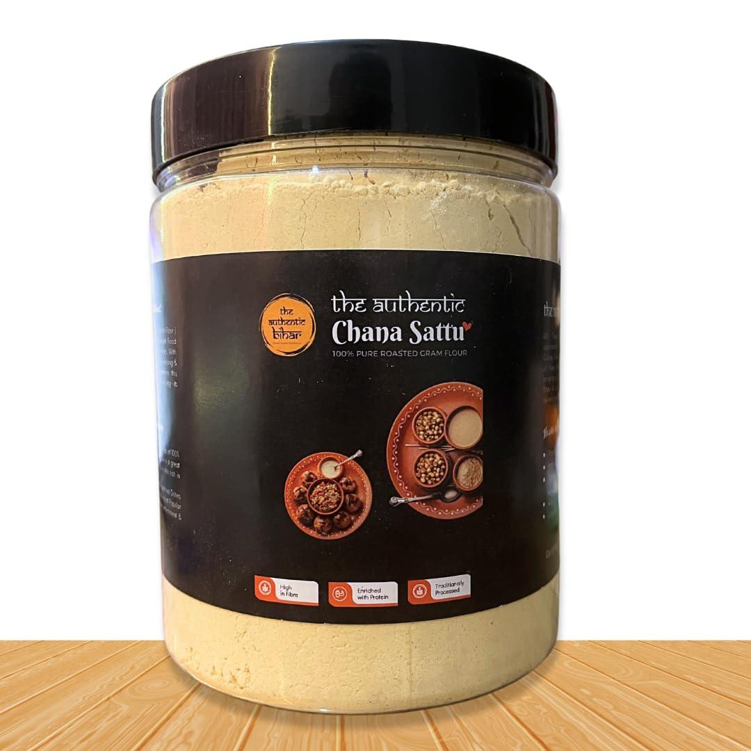 The Authentic Bihar The Authentic Bihar Chana Sattu ( 100% Pure Roasted Gram Flour ) | Instant Food or Drink enriched with Fibre & Protein (1000 G)