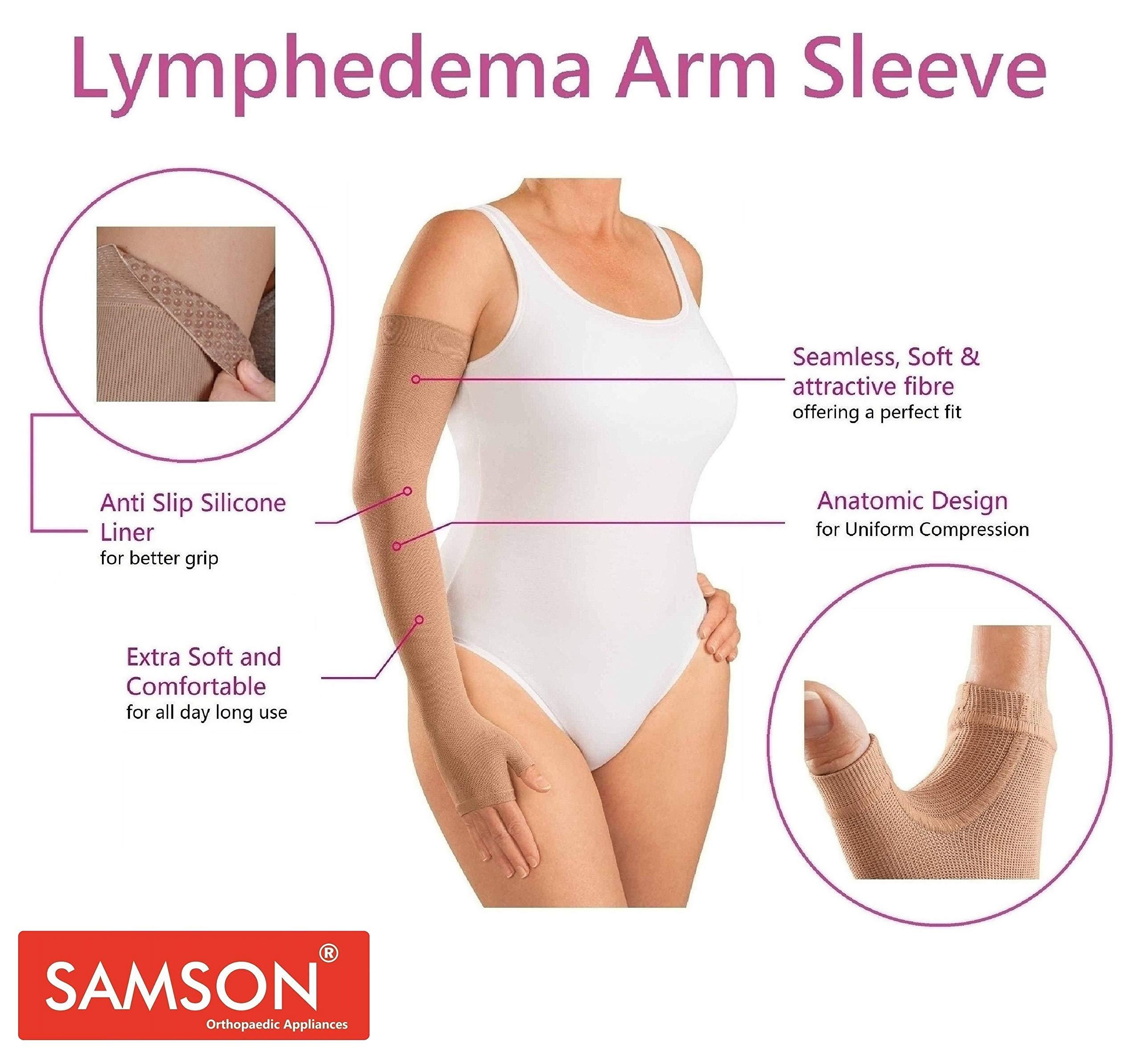 Samson Samson Lymphedema Arm Sleeve (Single) - Compression Stocking Recommended by Doctors, For Post-Mastecomy & Lymphoedema of Hand and Arm, Extra-Firm Graduated Compression (For Women & Men) (Size : Small)
