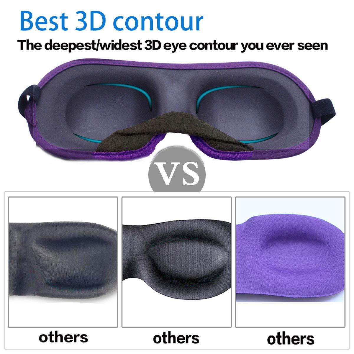 Reebent REEBENT Silk 3D Eye Mask For Sleeping,Machine Washable, Sleep Mask For Women, Blinder Blindfold Airplane With Travel Pouch (Black +Purple)