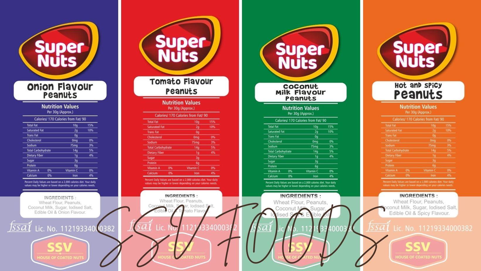 SUPER NUTS SSV SUPER NUTS | Bangalore Famous |Healthy Peanuts | Rich in Protein | Delicious snacking |Pack of 4| 90 Gms Each Pack | Coconut Flavour